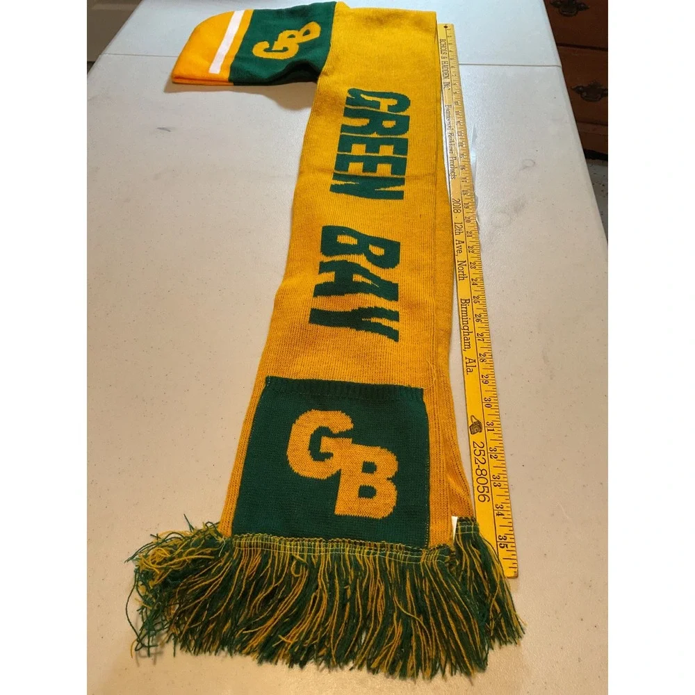 Green Bay Packers GB Football‎ Scarf Knitted Fringed Yellow Green